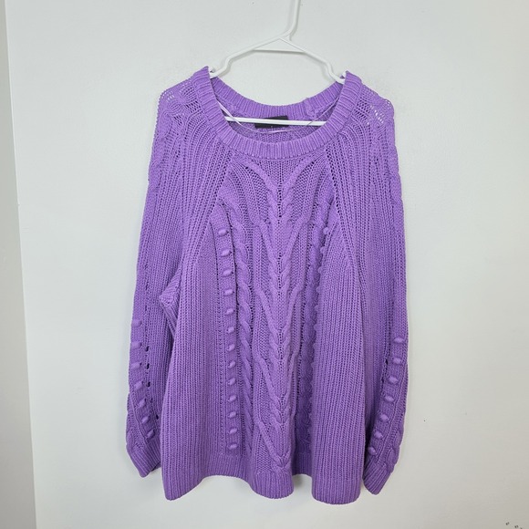 Lane Bryant Purple Cable Knit Cutesy Valentine Feminine Sweater Size 26 - Picture 2 of 8